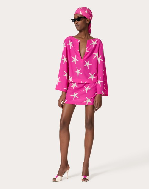 Red Valentino ABITO CORTO IN CREPE DE CHINE STARFISH In Linea