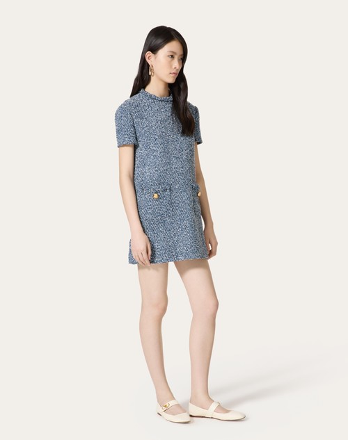 Red Valentino ABITO CORTO IN DENIM TEXTURED TWEED Spedizione Gratuita
