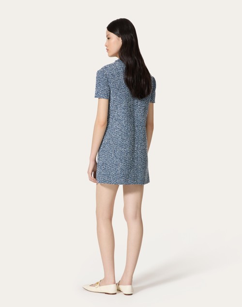 Red Valentino ABITO CORTO IN DENIM TEXTURED TWEED Spedizione Gratuita