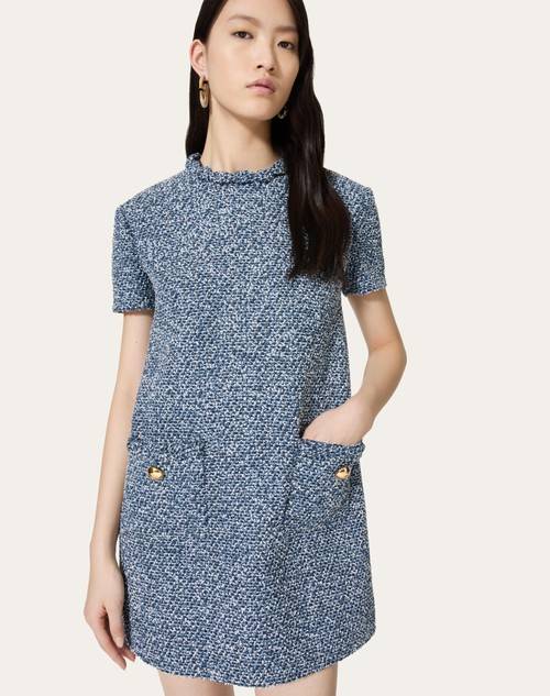 Red Valentino ABITO CORTO IN DENIM TEXTURED TWEED Spedizione Gratuita