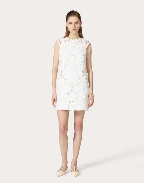 Red Valentino ABITO CORTO IN LIGHT DOUBLE SPLITTABLE GABARDINE RICAMATO Promozione temporanea