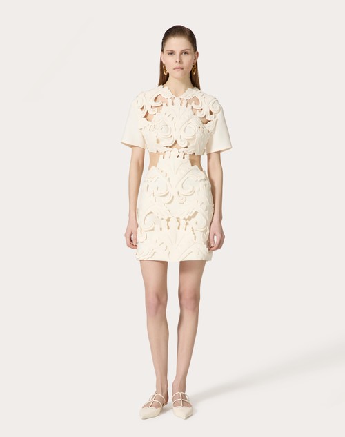 Red Valentino ABITO CORTO IN CREPE COUTURE RICAMATO Fino al 50% di sconto