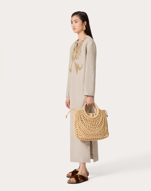 Red Valentino ABITO MIDI IN TELA LINO RICAMATO Fino al 60% di sconto