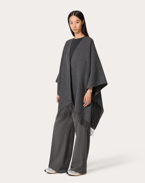 Red Valentino PONCHO DOUBLE TOILE ICONOGRAPHE IN LANA, SETA E CACHEMIRE Qualità Garantita
