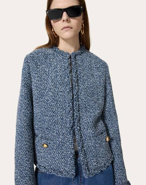Red Valentino GIACCA IN DENIM TEXTURED TWEED Prezzo Ridotto