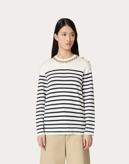 Red Valentino MAGLIA IN COTONE RICAMATA Comprare a buon mercato