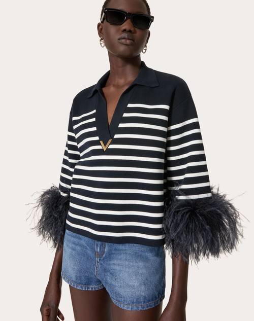 Red Valentino MAGLIA IN COTONE CON PIUME Flash Sale