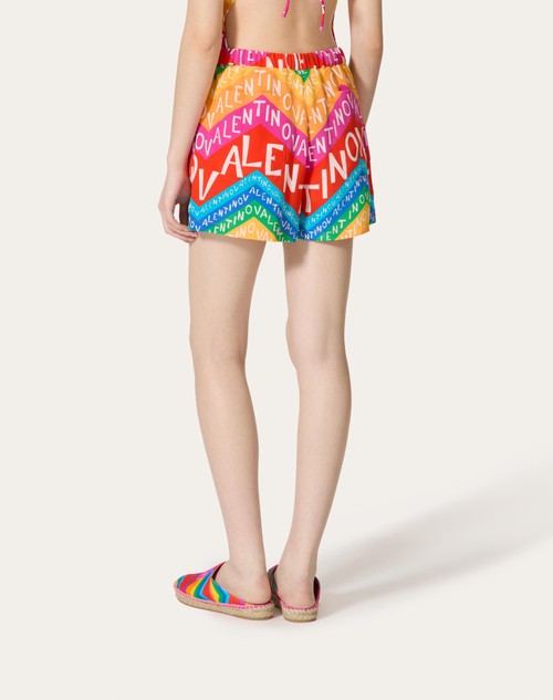 Red Valentino SHORTS IN CREPE DE CHINE VALENTINO CHEVRON 24 Enormi risparmi