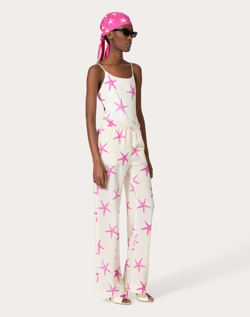 Red Valentino PANTALONI IN CREPE DE CHINE STARFISH Prezzo basso