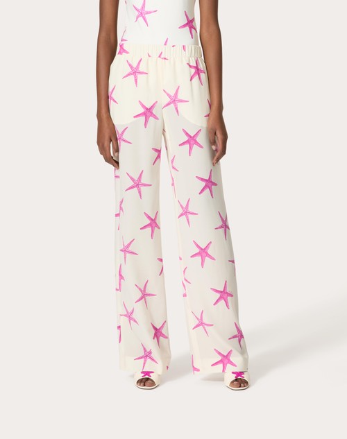 Red Valentino PANTALONI IN CREPE DE CHINE STARFISH Prezzo basso