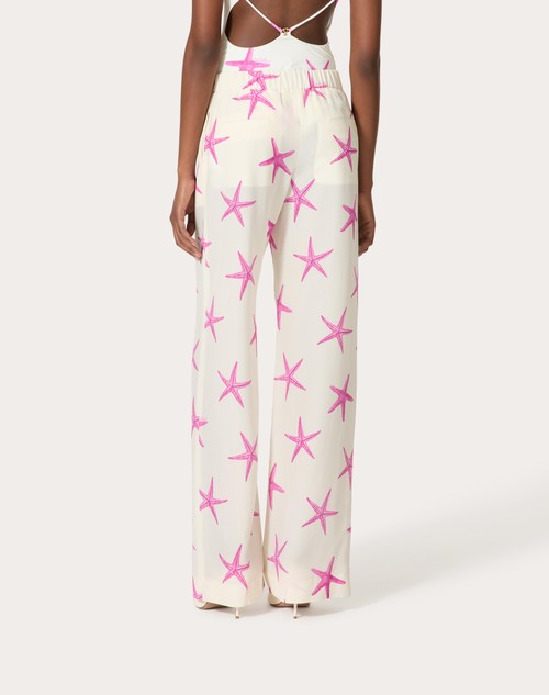 Red Valentino PANTALONI IN CREPE DE CHINE STARFISH Prezzo basso