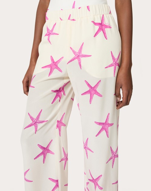 Red Valentino PANTALONI IN CREPE DE CHINE STARFISH Prezzo basso