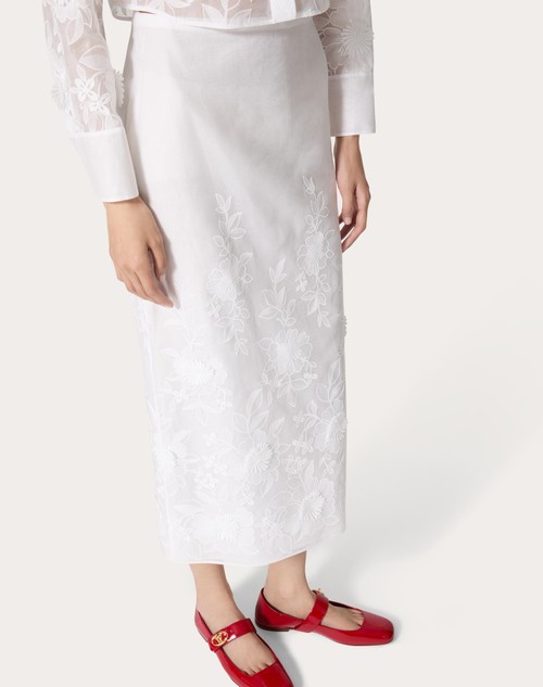 Red Valentino GONNA MIDI IN CAMELLIA ORGANDIS Limitato a 3 giorni