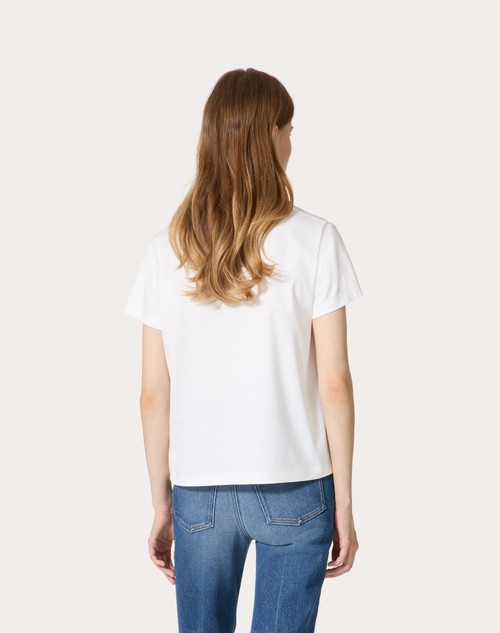 Red Valentino T-SHIRT IN COTTON JERSEY RICAMATA Promozione