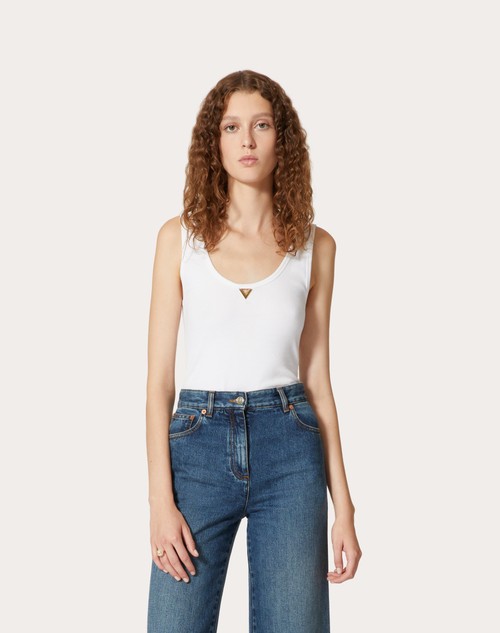 Red Valentino TOP IN RIBBED COTTON Spedizione Gratuita