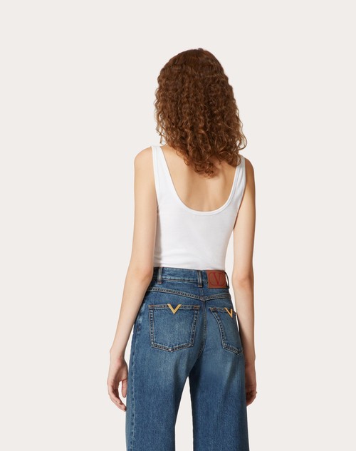 Red Valentino TOP IN RIBBED COTTON Spedizione Gratuita