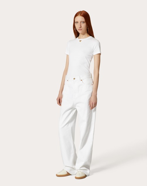 Red Valentino T-SHIRT IN RIBBED COTTON Pezzi Unici