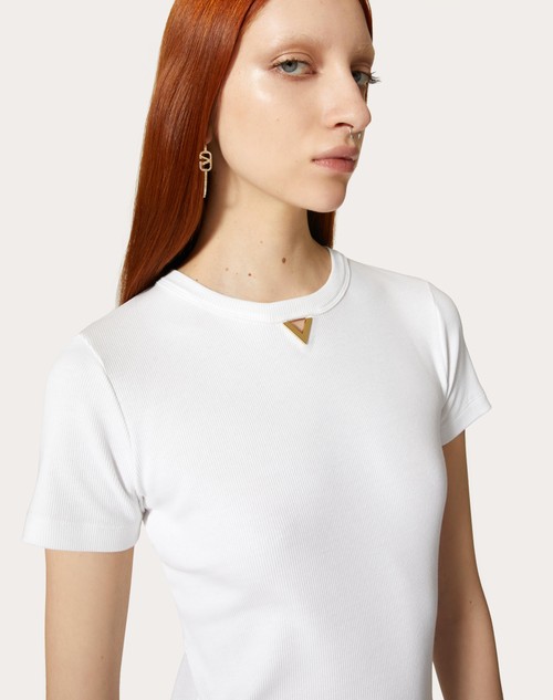 Red Valentino T-SHIRT IN RIBBED COTTON Pezzi Unici