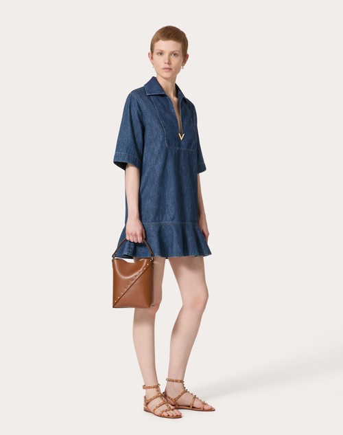 Red Valentino ABITO CORTO IN CHAMBRAY DENIM Consegna Veloce