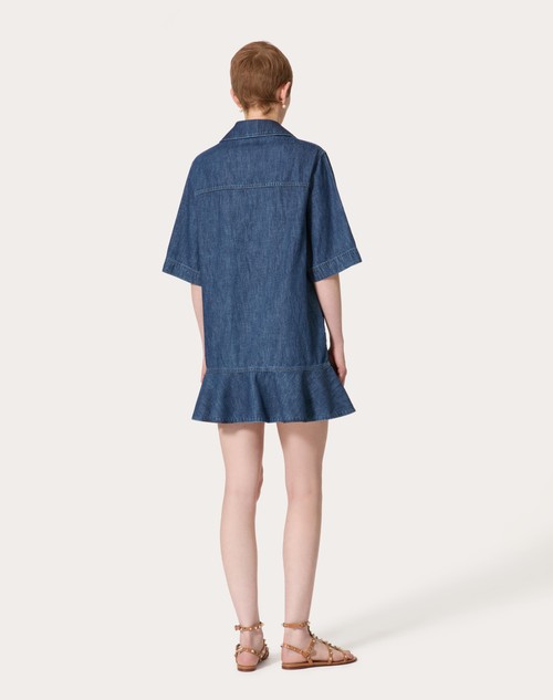 Red Valentino ABITO CORTO IN CHAMBRAY DENIM Consegna Veloce