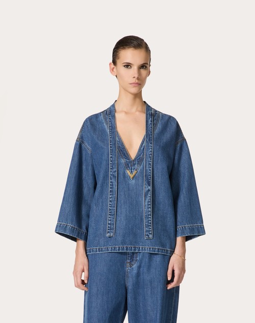 Red Valentino KAFTANO IN DENIM BLU MEDIO Promozione Limitata