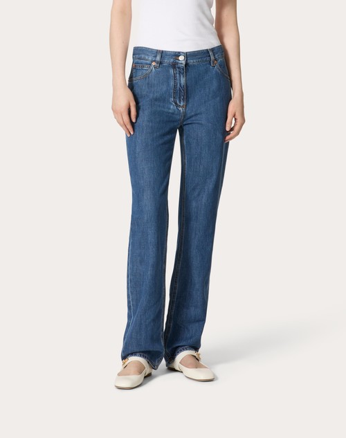 Red Valentino PANTALONI IN DENIM BLU MEDIO Shopping Online