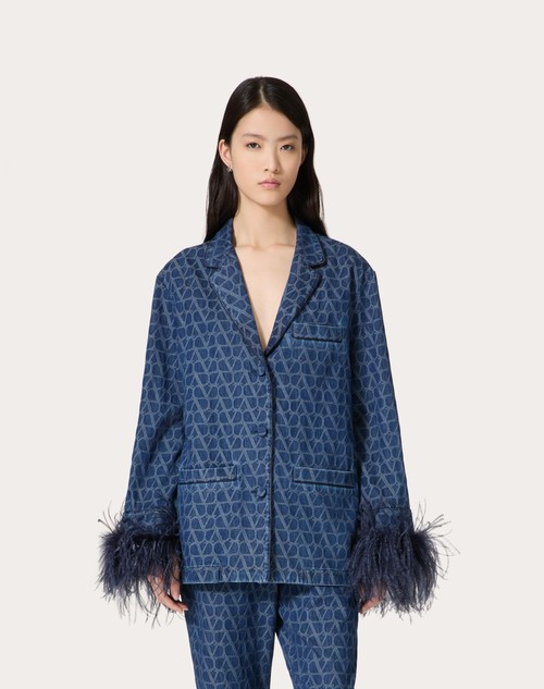 Red Valentino CAMICIA IN DENIM TOILE ICONOGRAPHE MEDIUM BLUE Prezzo Ridotto