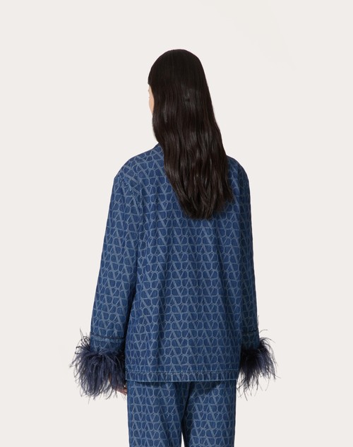 Red Valentino CAMICIA IN DENIM TOILE ICONOGRAPHE MEDIUM BLUE Prezzo Ridotto