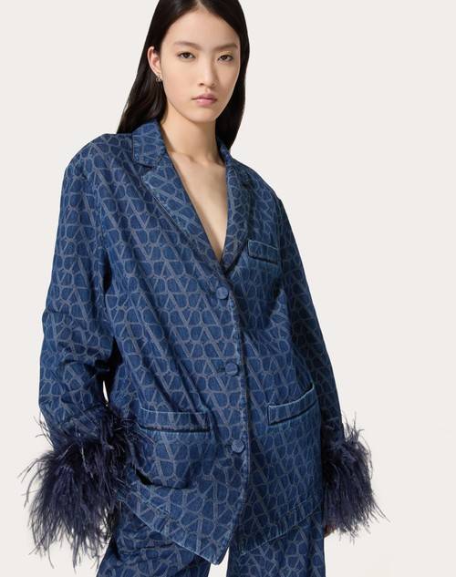 Red Valentino CAMICIA IN DENIM TOILE ICONOGRAPHE MEDIUM BLUE Prezzo Ridotto