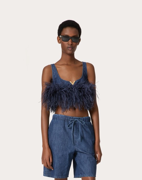 Red Valentino TOP IN CHAMBRAY DENIM Convenienza