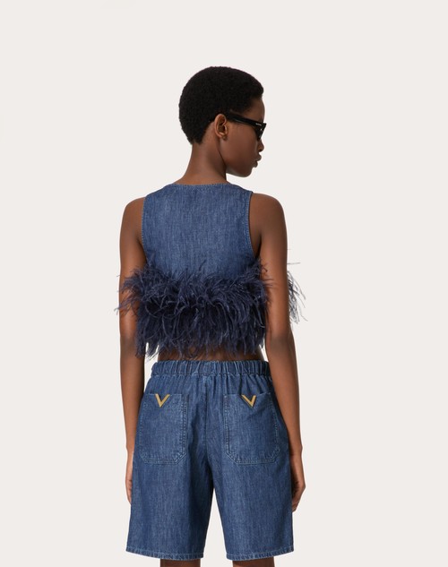 Red Valentino TOP IN CHAMBRAY DENIM Convenienza