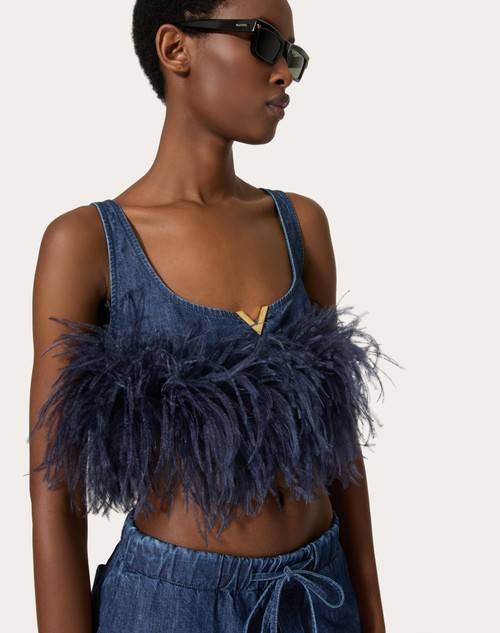 Red Valentino TOP IN CHAMBRAY DENIM Convenienza