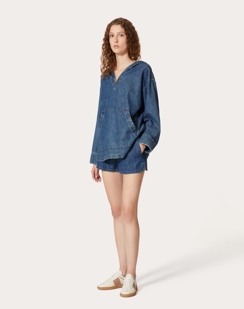Red Valentino SHORTS IN CHAMBRAY DENIM Novità