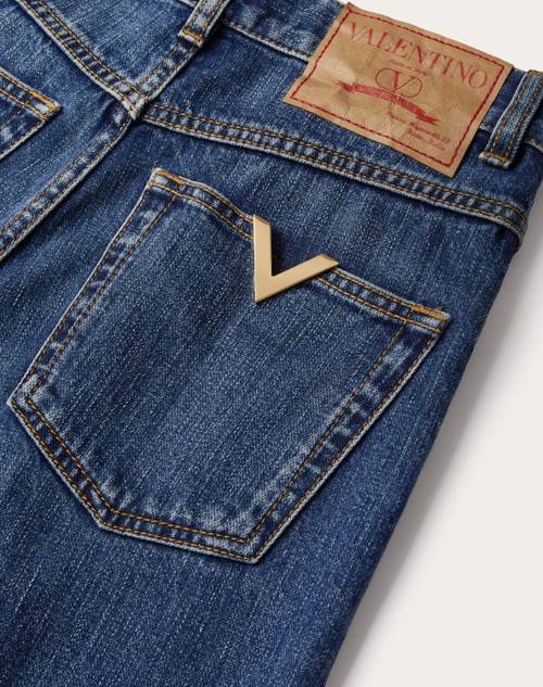 Red Valentino JEANS IN BLUE WASHED DENIM Sconto