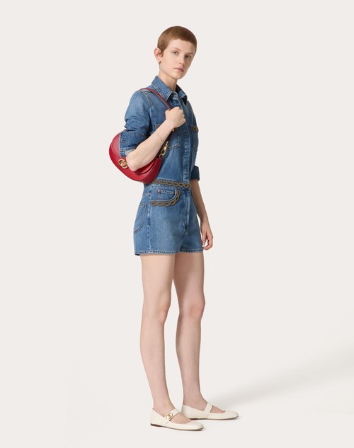 Red Valentino TUTA IN DENIM BLU MEDIO RICAMATA Offerta