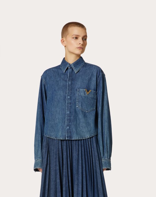 Red Valentino CAMICIA IN CHAMBRAY DENIM In Vendita