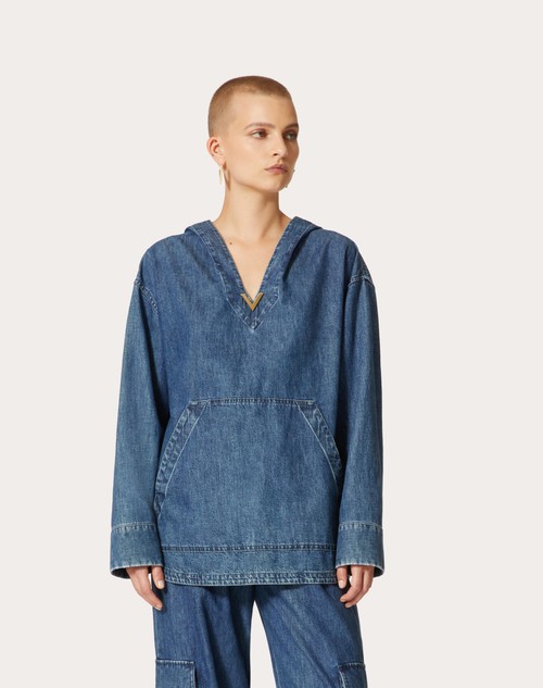 Red Valentino KAFTANO IN CHAMBRAY DENIM Offerte