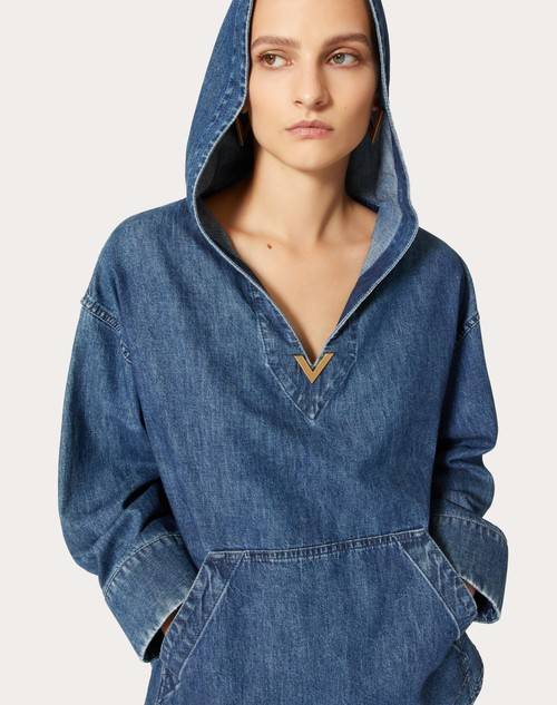 Red Valentino KAFTANO IN CHAMBRAY DENIM Offerte