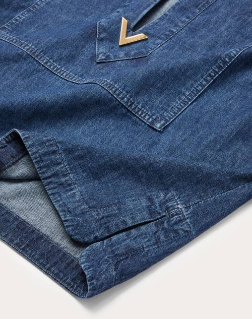 Red Valentino TOP KAFTANO IN CHAMBRAY DENIM Saldi Di Fabbrica