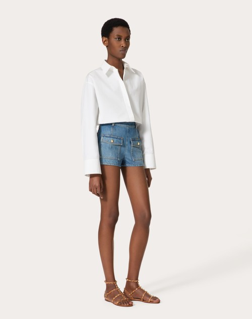 Red Valentino SHORTS IN DEEP BLUE DENIM In Saldo