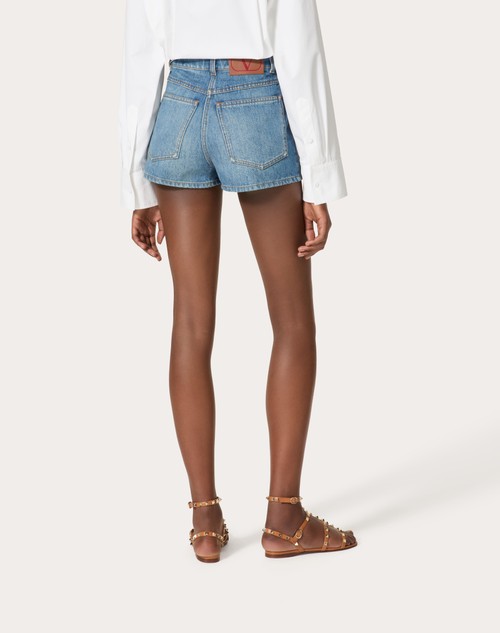Red Valentino SHORTS IN DEEP BLUE DENIM In Saldo