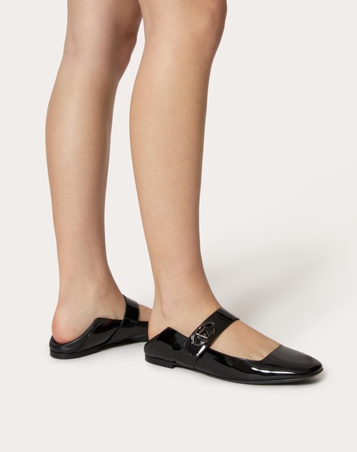 Red Valentino BALLERINA MARY-JANE VLOGO LOCKER IN VERNICE Prezzo di fabbrica