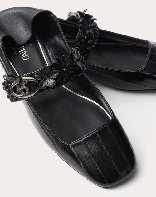 Red Valentino BALLERINA MARY-JANE VLOGO LOCKER IN ANGUILLA CON APPLICAZIONE DI FIORI Offerta speciale