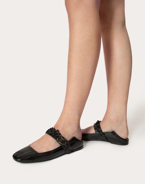 Red Valentino BALLERINA MARY-JANE VLOGO LOCKER IN ANGUILLA CON APPLICAZIONE DI FIORI Offerta speciale