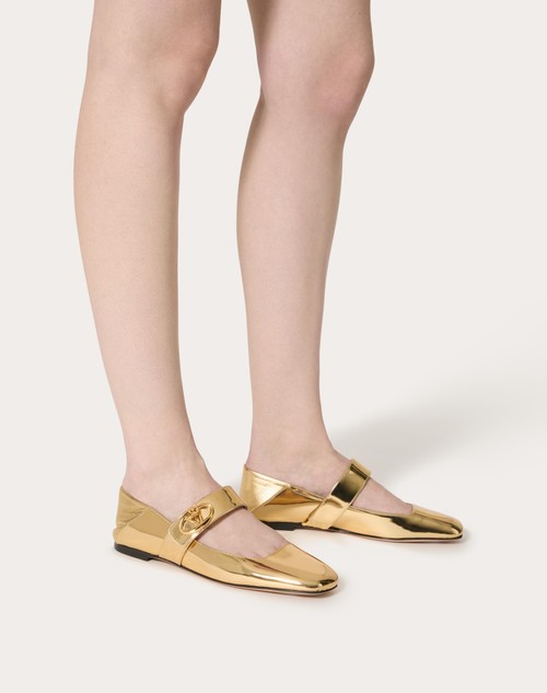 Red Valentino BALLERINA MARY-JANE VLOGO LOCKER IN VITELLO SPECCHIO Vendite stagionali