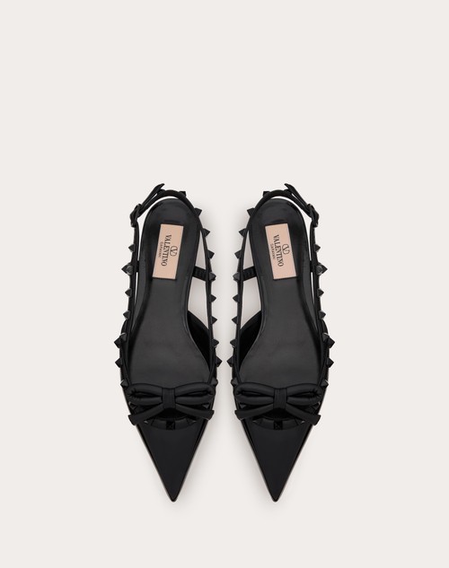 Red Valentino BALLERINA SLINGBACK ROCKSTUD BOW IN VERNICE E BORCHIE IN TONO Offerta Giorno del Papà