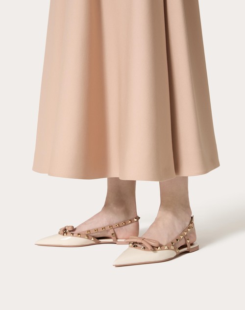 Red Valentino BALLERINA SLINGBACK ROCKSTUD BOW IN VERNICE Offerta San Valentino
