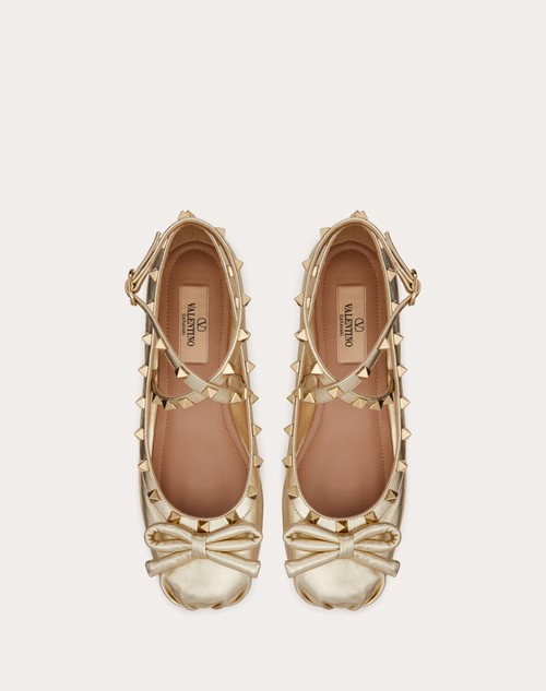 Red Valentino BALLERINA ROCKSTUD IN NAPPA LAMINATA Offerta temporanea