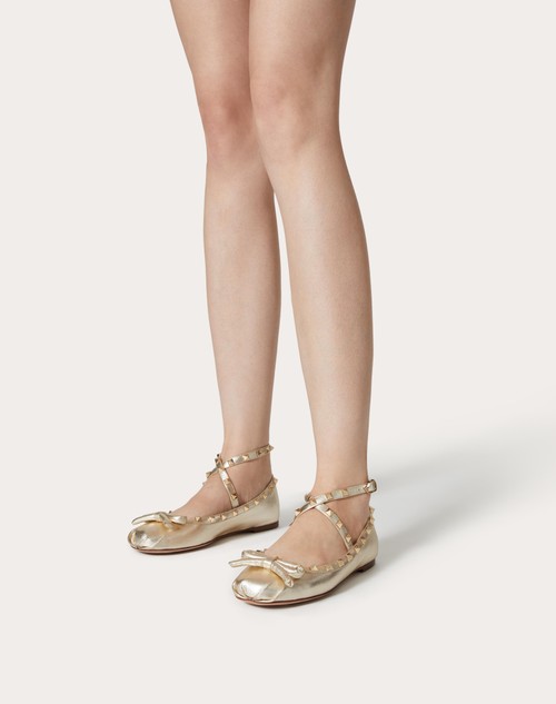 Red Valentino BALLERINA ROCKSTUD IN NAPPA LAMINATA Offerta temporanea