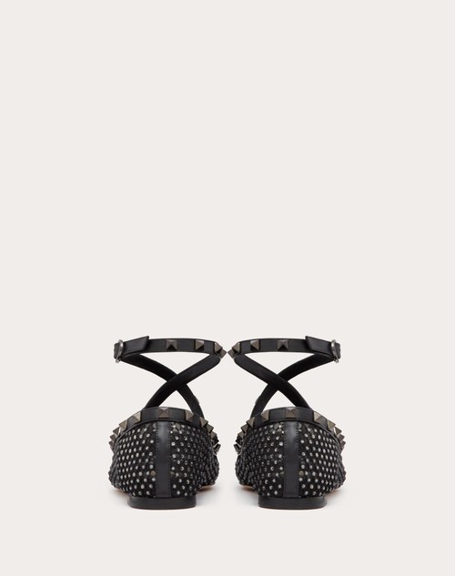 Red Valentino BALLERINA ROCKSTUD IN RETE CON CRISTALLI E BORCHIE IN TONO Offerte speciali